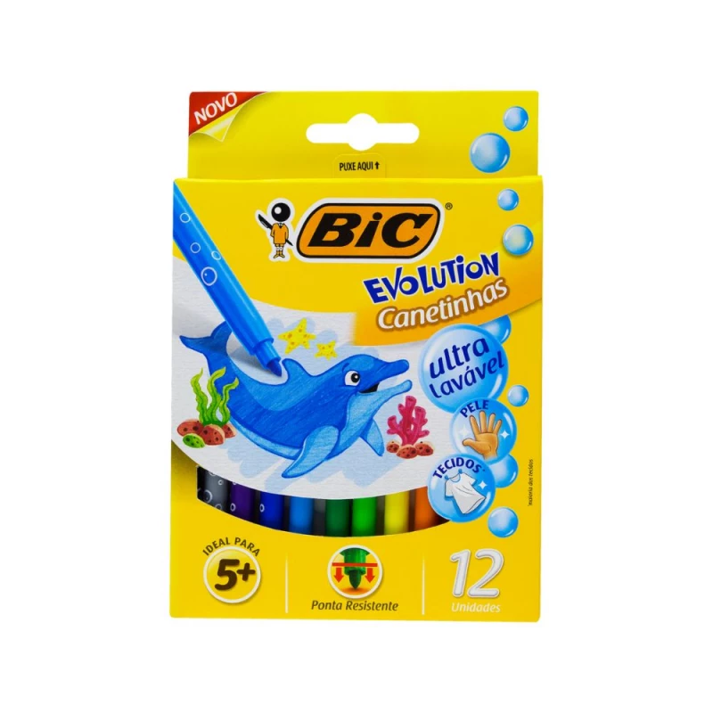 Canetinha Hidrografica Com 12 Cores Bic