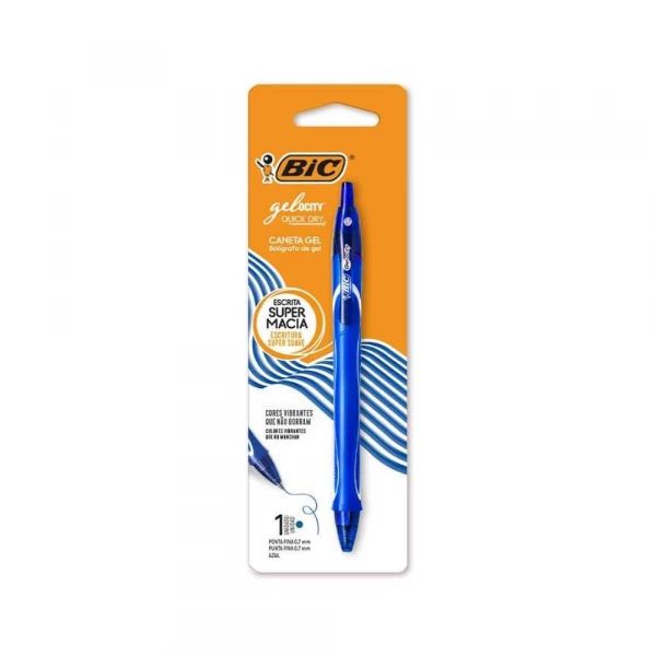 Caneta Gel Quick Dry Gelocity Azul Bic