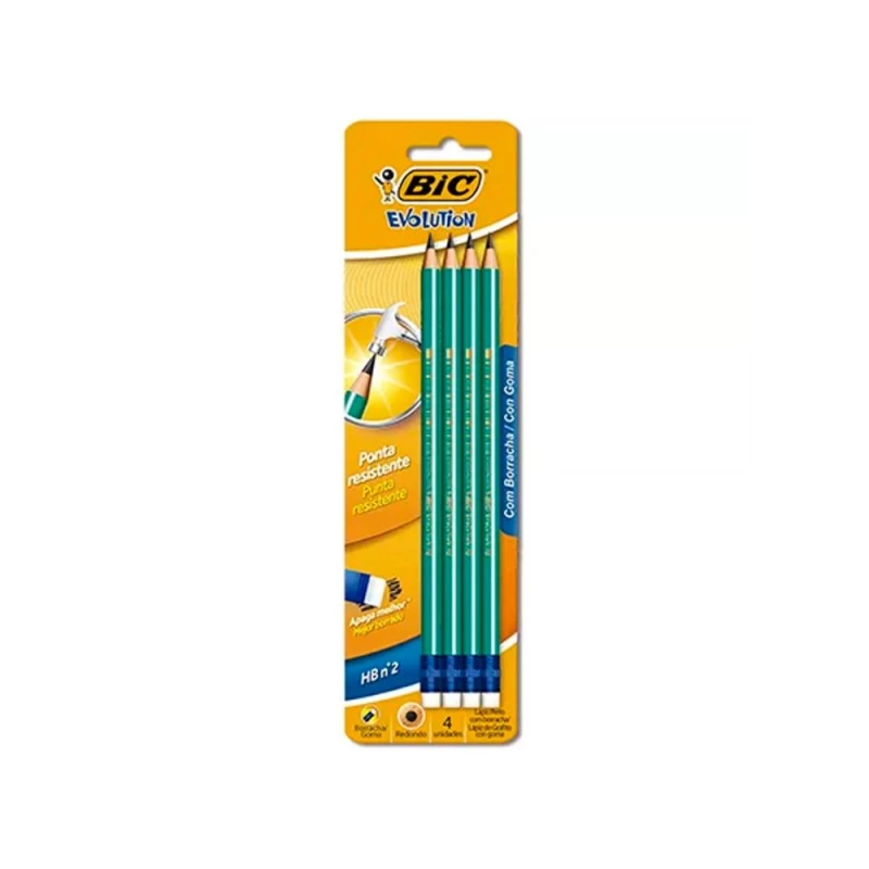 Lapis Evolution Hexagonal HB N2 Com Borracha 4 Unidades Bic 
