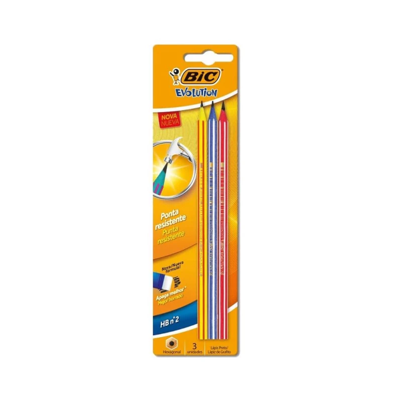 Lapis Evolution Hexagonal HB N2 Pijamas Com 3 Unidades Bic 