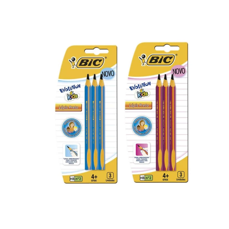 Lapis Preto Evolution Kids HB N2 Triangular Com 3 Unidades Bic