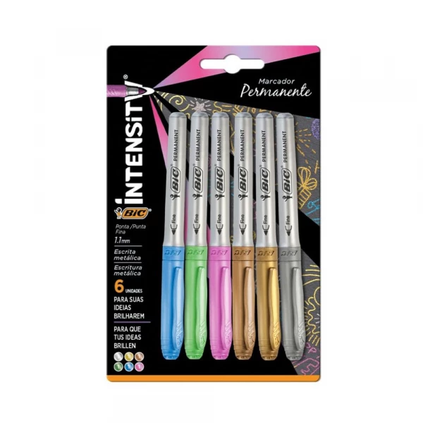 Marcador Permanente Metalico 6 Unidades Bic