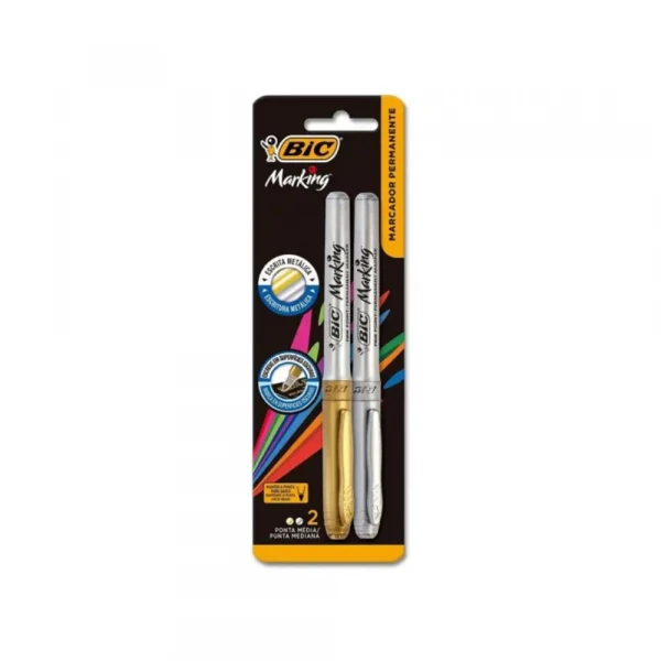 Marcador Permanente Intensity Prata E Ouro 1.1mm  Bic