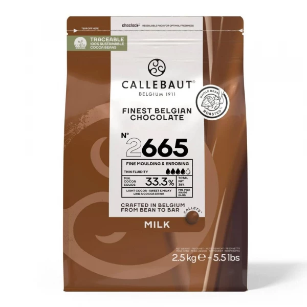 Chocolate Belga Ao leite 2665 33 Cacau 2,5kg Callebaut