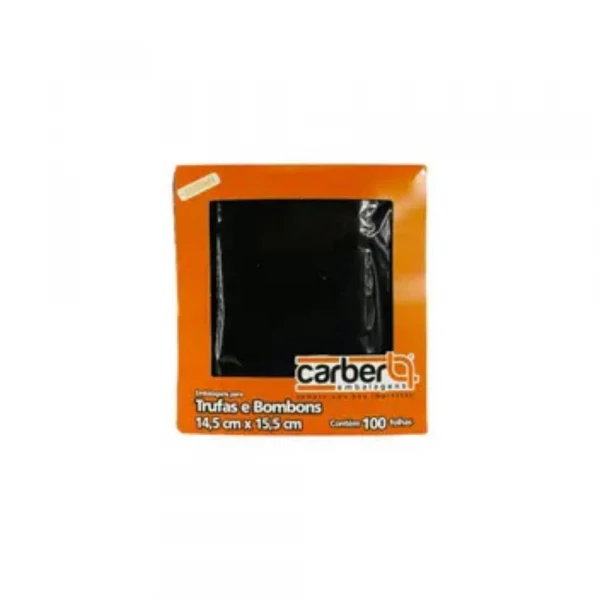 Embalagens Para Trufas E Bombons Preto 14,5x15,5cm 100 Folhas Carber