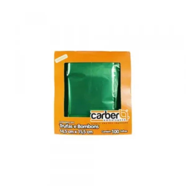 Embalagens Para Trufas E Bombons Verde 14,5x15,5cm 100 Folhas Carber