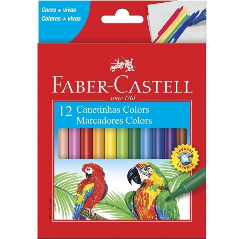 Caneta Hidrocor 12 Cores Faber Castell