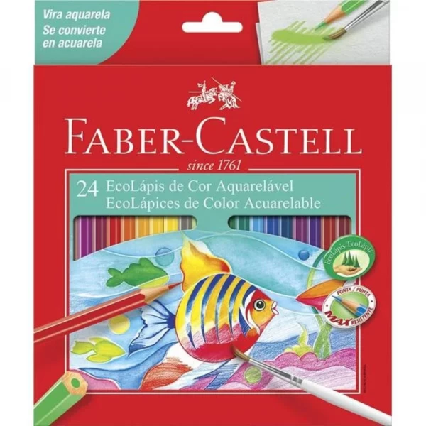 Lapis De Cor Ecolapis 24 Cores Aquarelavel Faber Castell                       