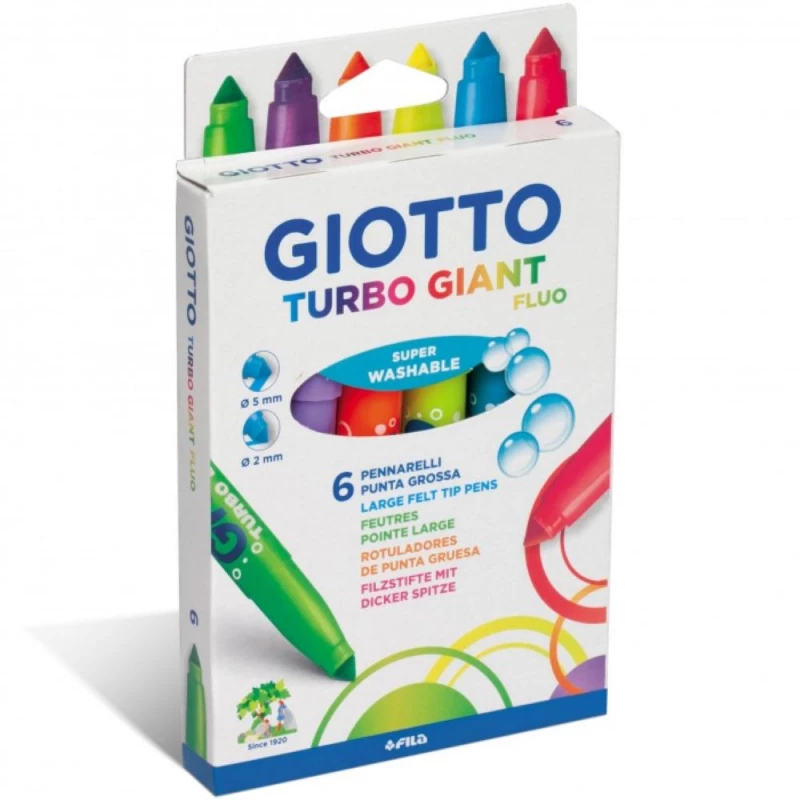 Caneta Hidrografica Turbo Gigant Neon Com 6 Cores Giotto