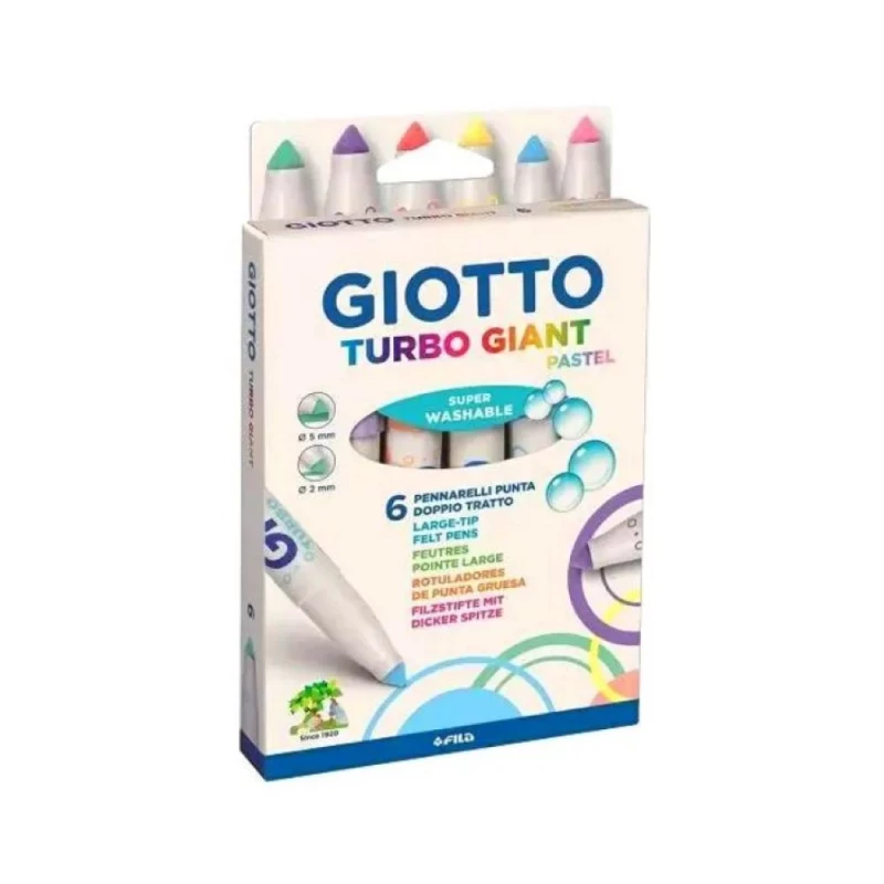Caneta Hidrografica Turbo Gigant Pastel Com 6 Cores Giotto