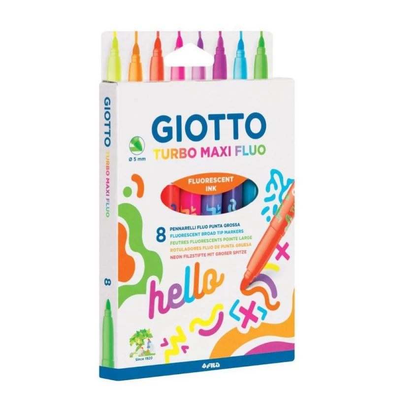 Caneta Hidrografica Turbo Gigant Neon Com 8 Cores Giotto