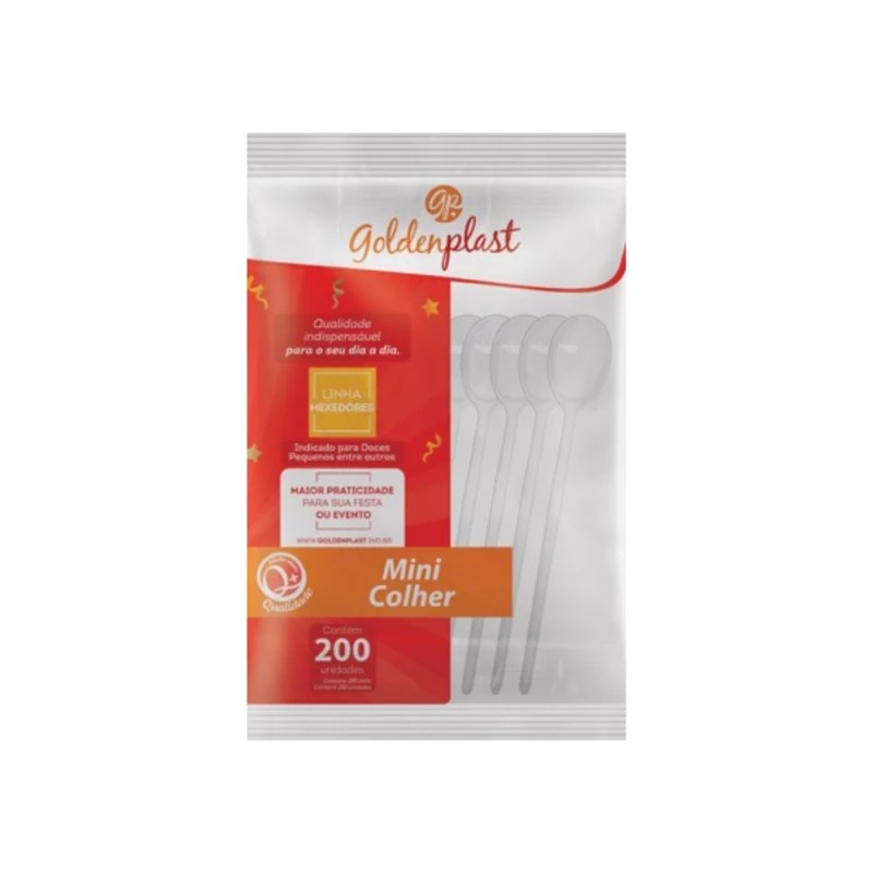 Mini Colher Biodegradavel Com 200 Unidades Goldenplast