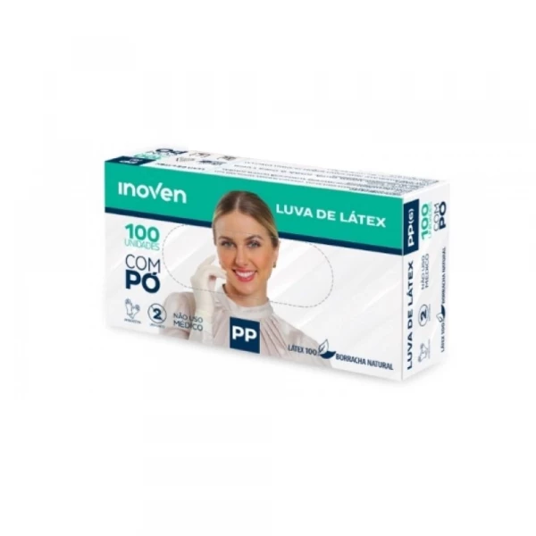 Luva De Latex PP Com Po 100 Unidades Inoven