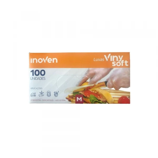 Luvas VinySoft M Com 100 Unidades Inoven