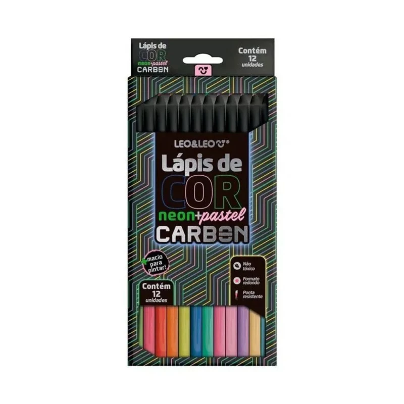 Lapis De Cor Neon E Pastel Carbon Com 12 Cores Leo & Leo