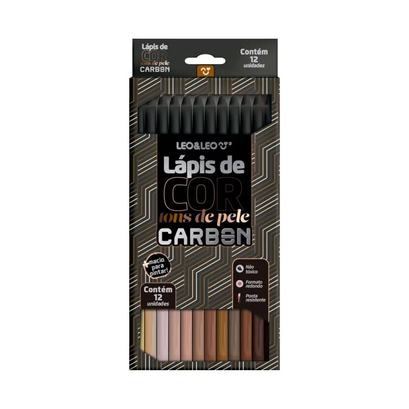 Lapis De Cor Tons De Pele Carbon Com 12 Cores Leo & Leo