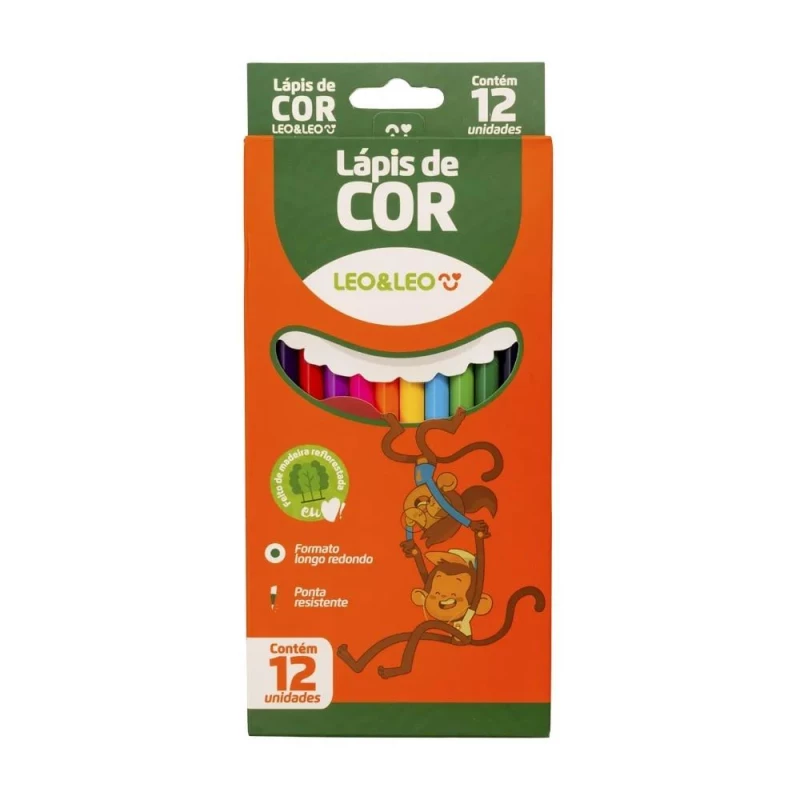 Lapis De Cor Redondo Com 12 Cores Leo & Leo