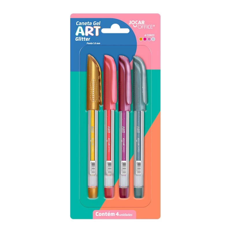 Caneta Gel Art Glitter Com 4 Cores Leo & Leo