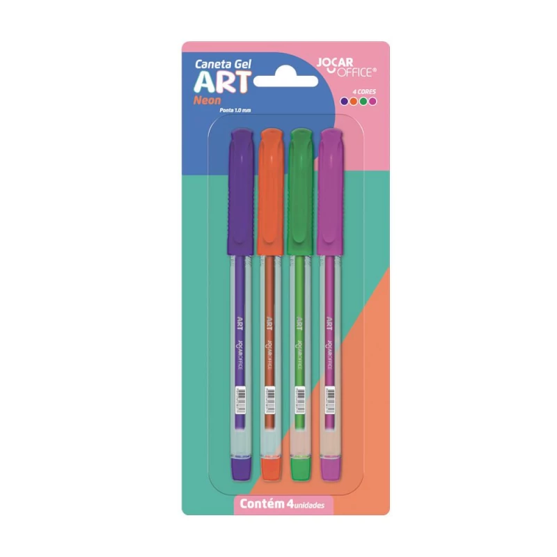 Caneta Gel Art Neon Com 4 Cores Leo & Leo