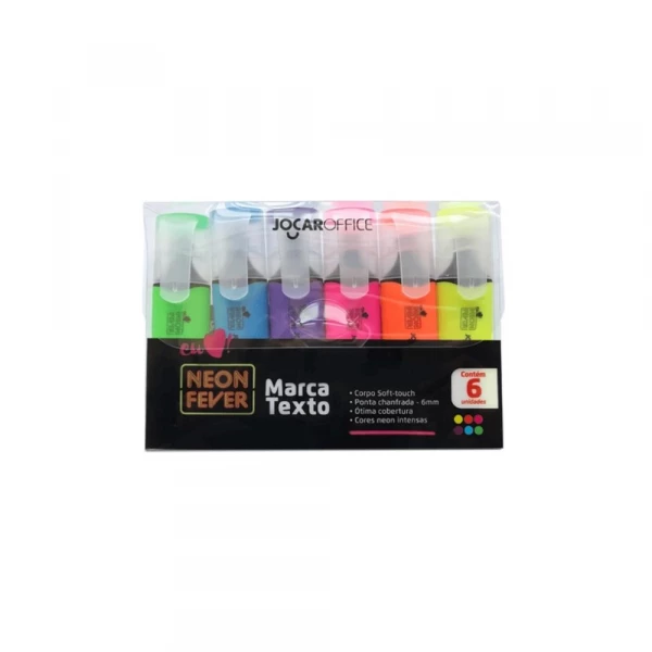 Marca Texto Neon Fever Com 6 Cores Leo & Leo