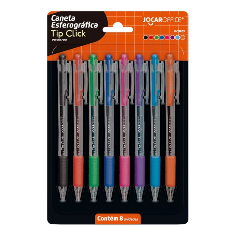Caneta Esferografica Tip Click 0.7 Com 8 Cores Leo & Leo