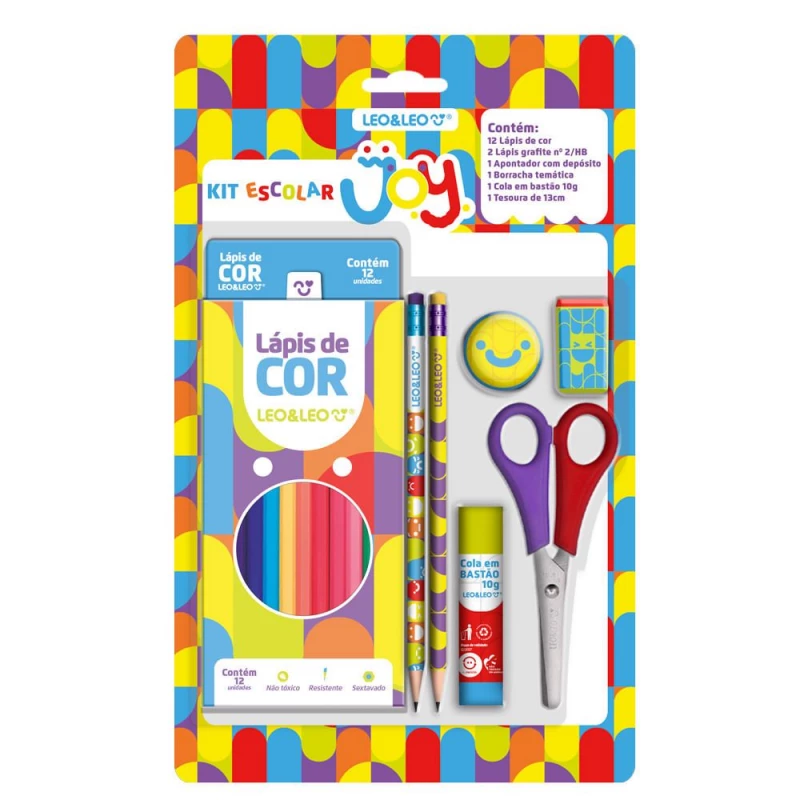 Kit Escolar Joy Com 7 Itens Leo & Leo
