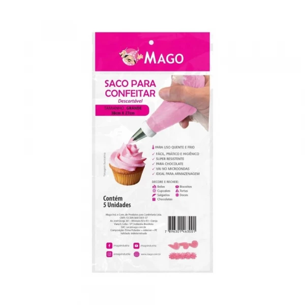 Saco Para Confeitar 38x27cm Com 5 Unidades Mago