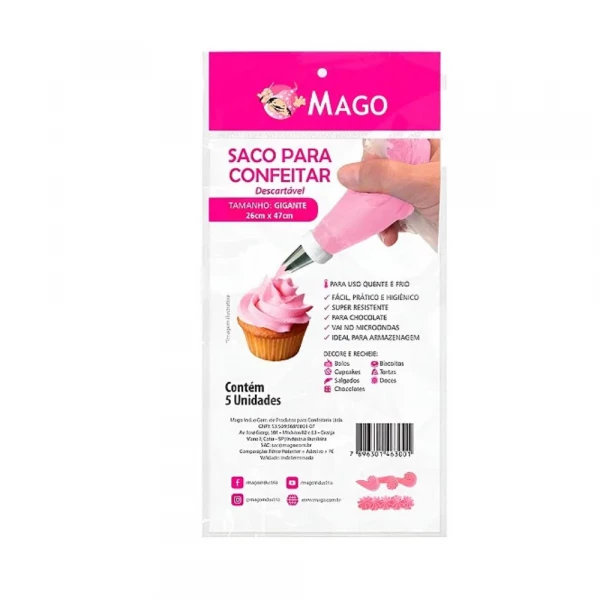 Saco Para Confeitar 47x26cm Com 5 Unidades Mago