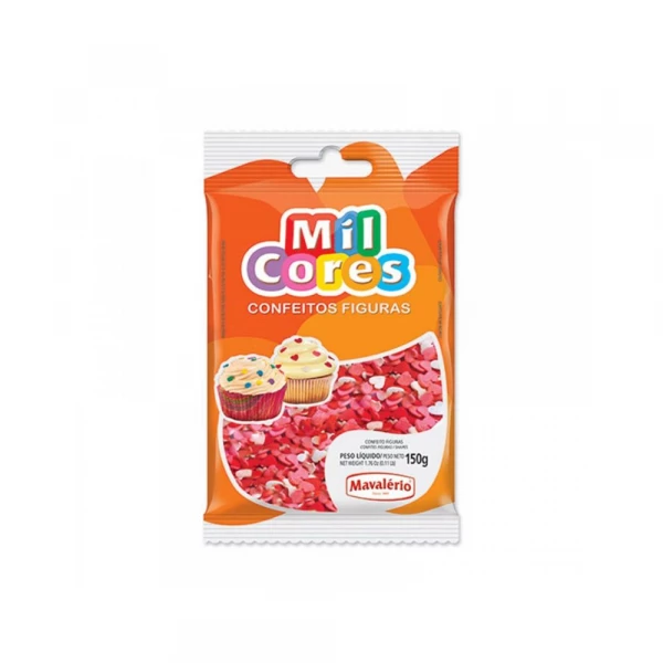 Confeito Figuras Coracao 150g Mavalerio