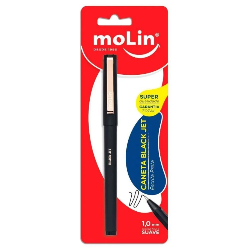Caneta Esferografica Black Jet Preta Molin