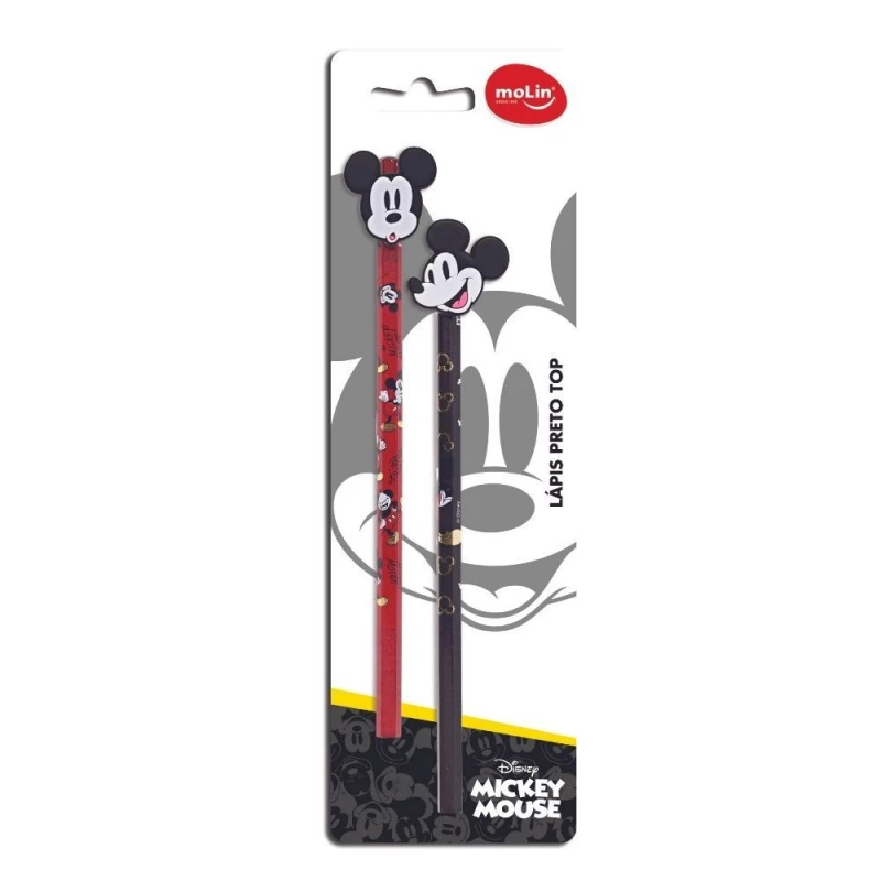 Lapis Preto Mickey Mouse Com 2 Sortido Molin