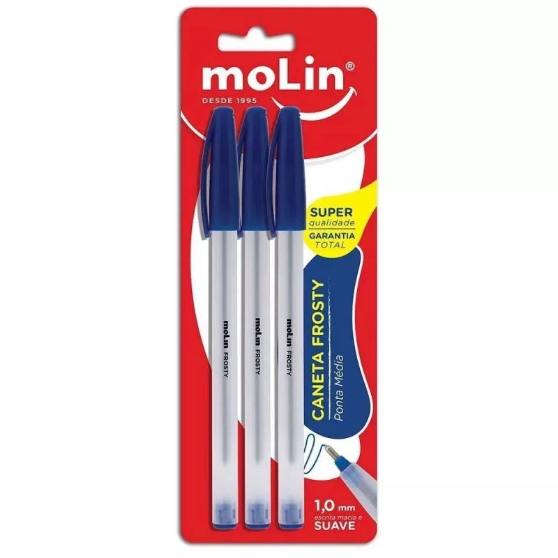 Caneta Frosty Esferografica Com 3 Azul Molin