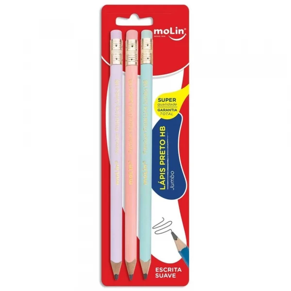 Lapis Preto Jumbo Pastel Com 3 Molin