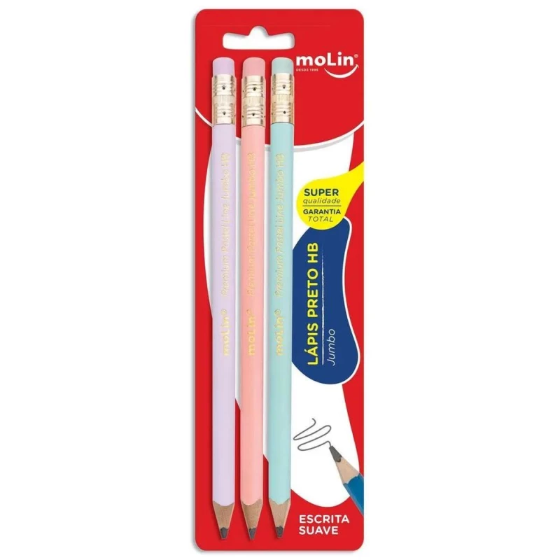 Lapis Preto Jumbo Pastel Com 3 Molin