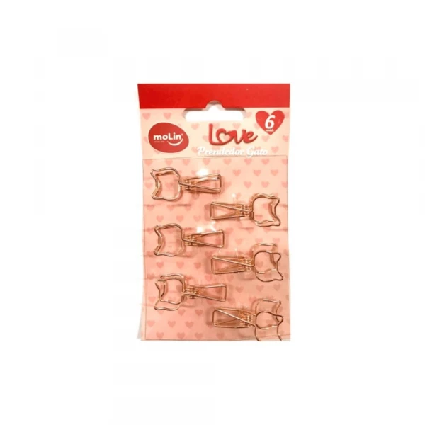 Prendedor De Papel Love Gato Com 6 Molin