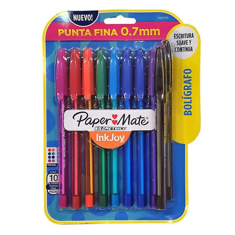 Caneta Esferografica Colorida 0.7 Com 10 Cores Paper Mate