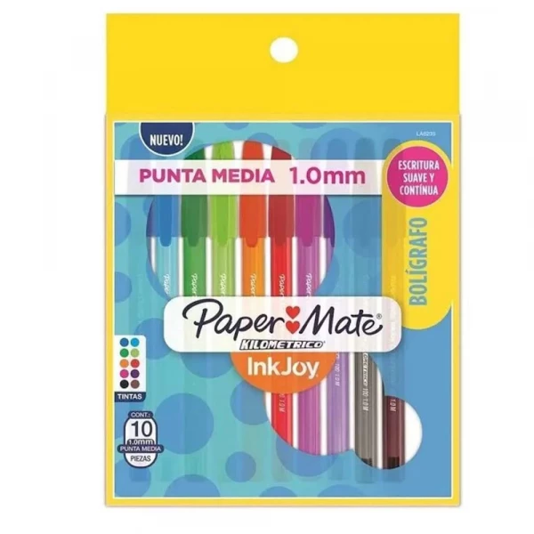 Caneta Esferografica Colorida 1.0 Com 10 Cores Paper Mate
