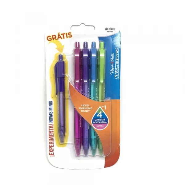 Caneta Esferografica Colorida 1.0 Com 4 Cores 1 Gratis Paper Mate