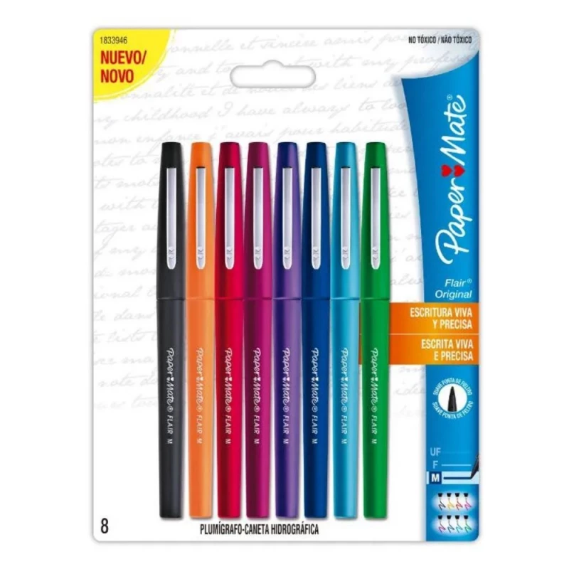 Caneta Hidrografica Flair Com 8 Cores Paper Mate