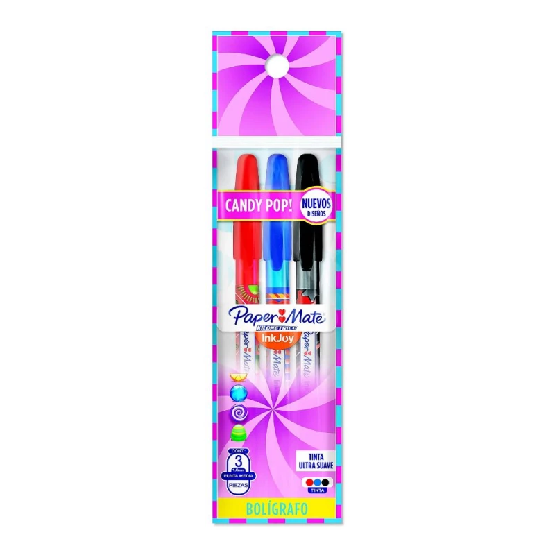Caneta Esferografica Candy Pop 1.0 Com 3 Cores Paper Mate