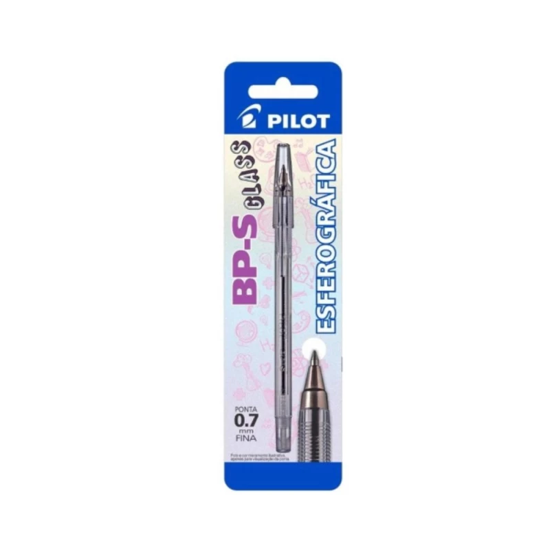 Caneta Esferografica Bps Glass Preta 0.7 Pilot