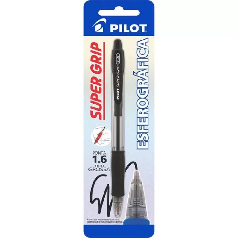 Caneta Esferografica Super Grip 1.6mm Preta Pilot                       