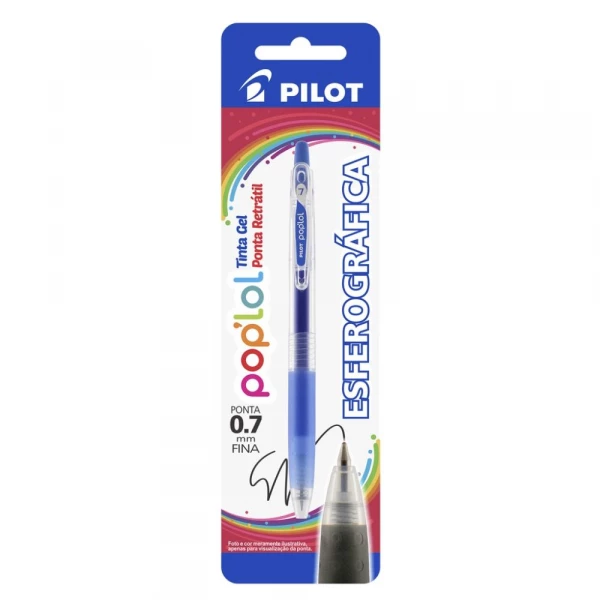 Caneta Esferografica 0.7mm Pop Lol Azul Pilot                         