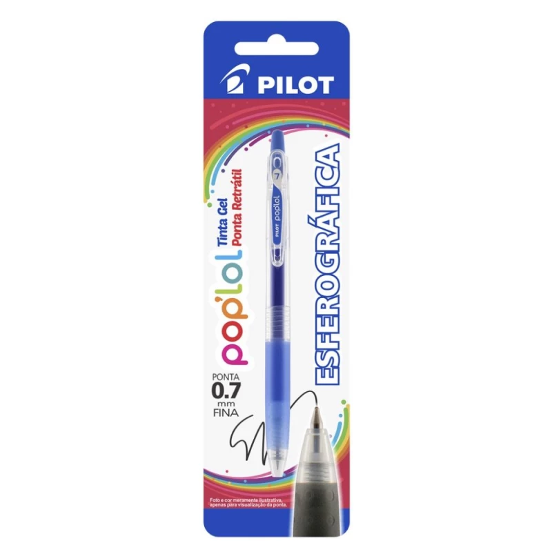 Caneta Esferografica 0.7mm Pop Lol Azul Pilot                         