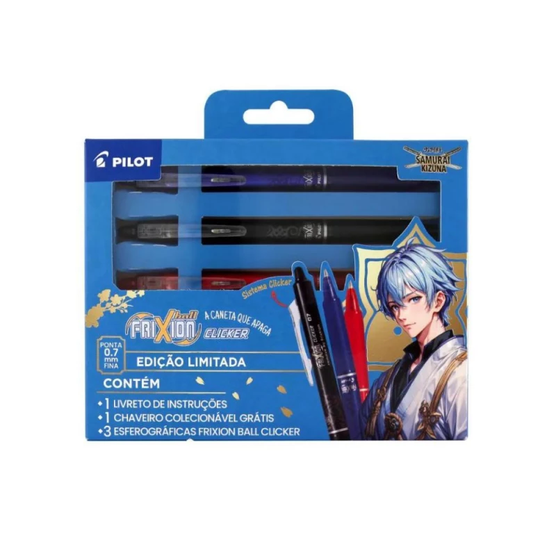 Kit Edicao Limitada Samurai Kizuna Clicker Frixion Caneta Apagavel Com 3 Cores 0.7 Pilot                         