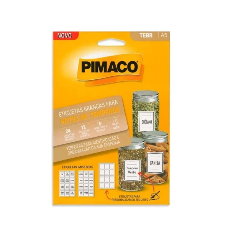 Etiqueta Adesiva Para Potes De Tempero A5 2050 50x40mm Pimaco