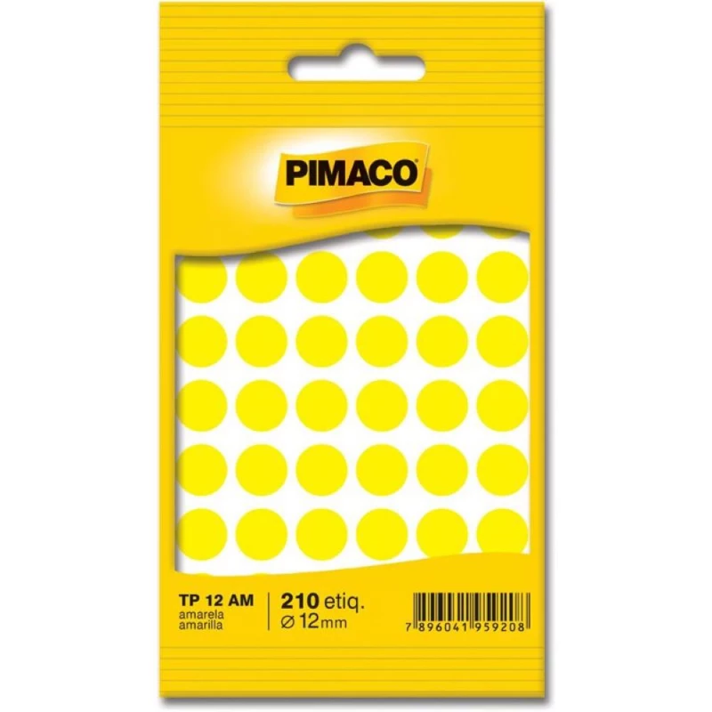 Etiqueta Adesiva Amarela 12mm Pimaco