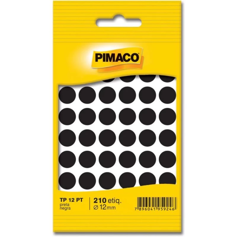 Etiqueta Adesiva Preta 12mm Pimaco