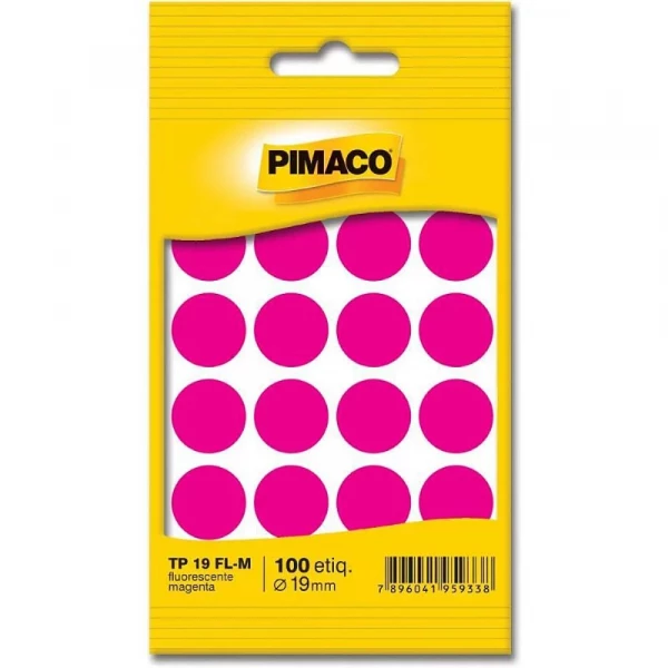 Etiqueta Adesiva Magenta Fluorescente 19mm Pimaco