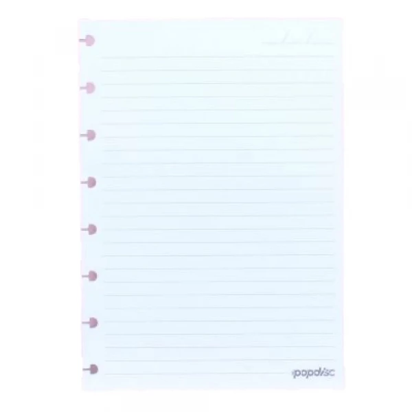 Refil Caderno De Disco Medio Pautado Com 50 Folhas 90g Pop Disc